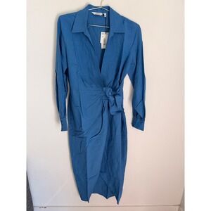& Other Stories Collared Long Sleeve Linen Old Money Wrap
Midi Dress Sz 8 NWT